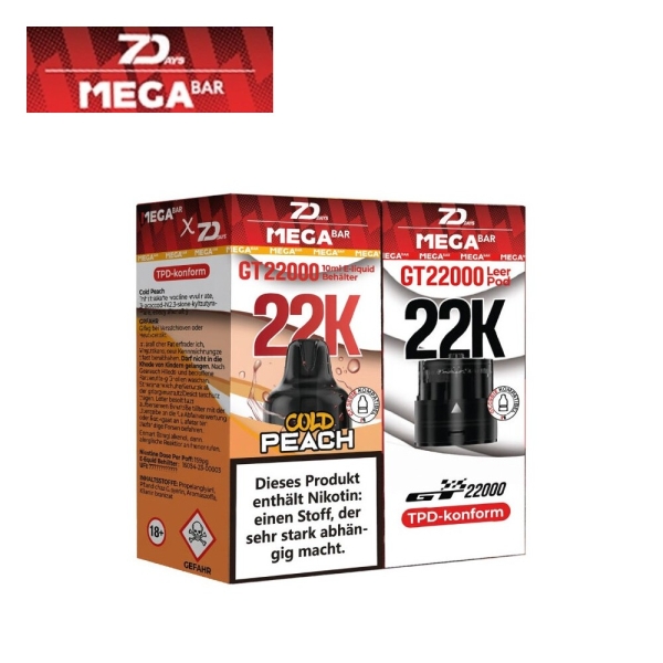 7Days X MEGABAR 22K - Cold Peach - Prefilled Pod-Liquid 20mg